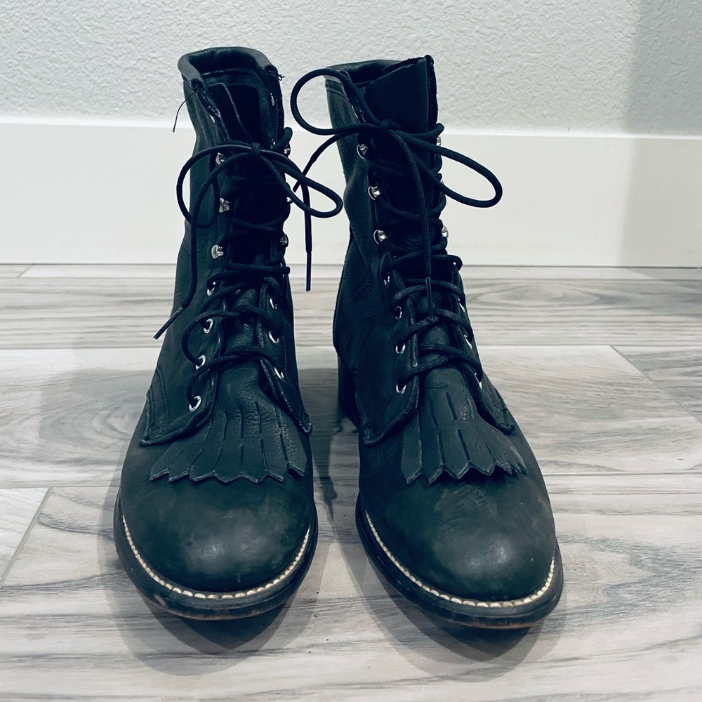 Laredo Black Lace-Up Women's Boots